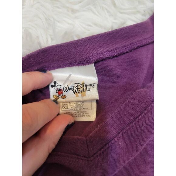 Walt Disney World Vintage Sz XXXL Embroidered Cotton Tee in Purple - Picture 5 of 6